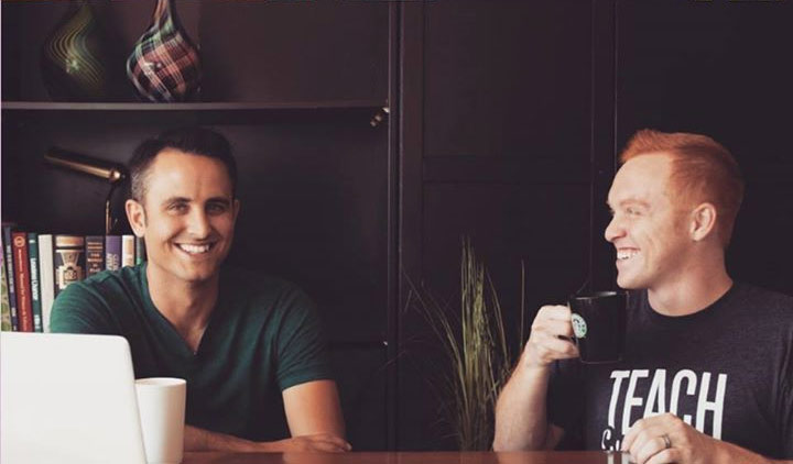 Another shot of Heath recording a video course.