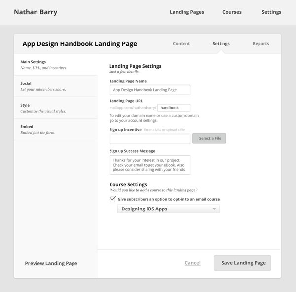 landing-page-settings